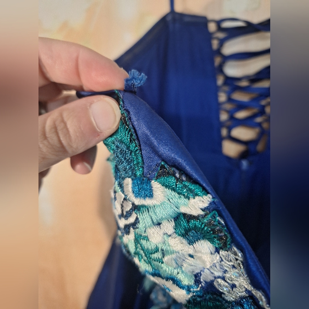 Blondie Nites Blue Embellished A-line Dress for Prom - Picture 11 of 12